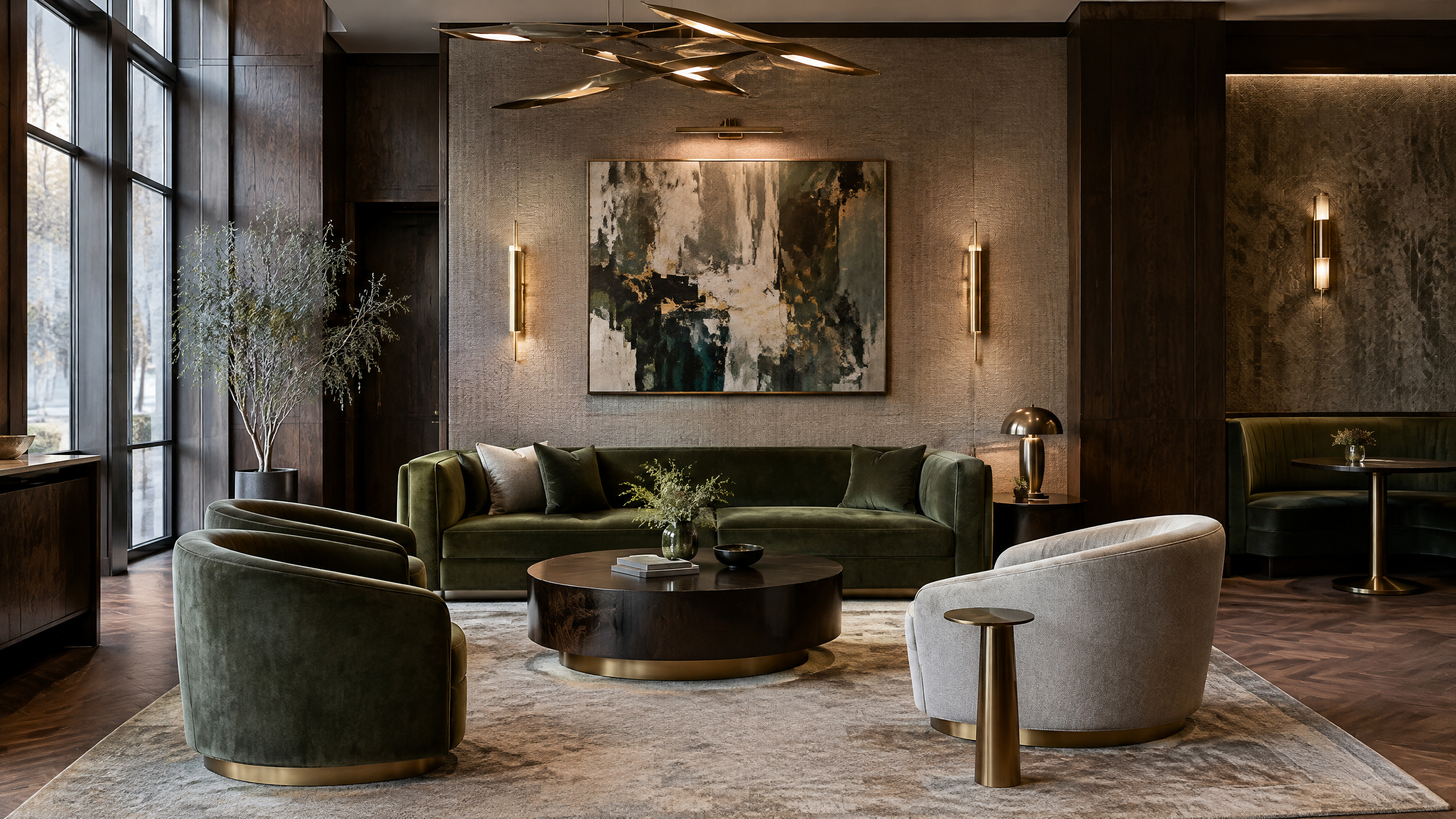Textured hospitality lounge